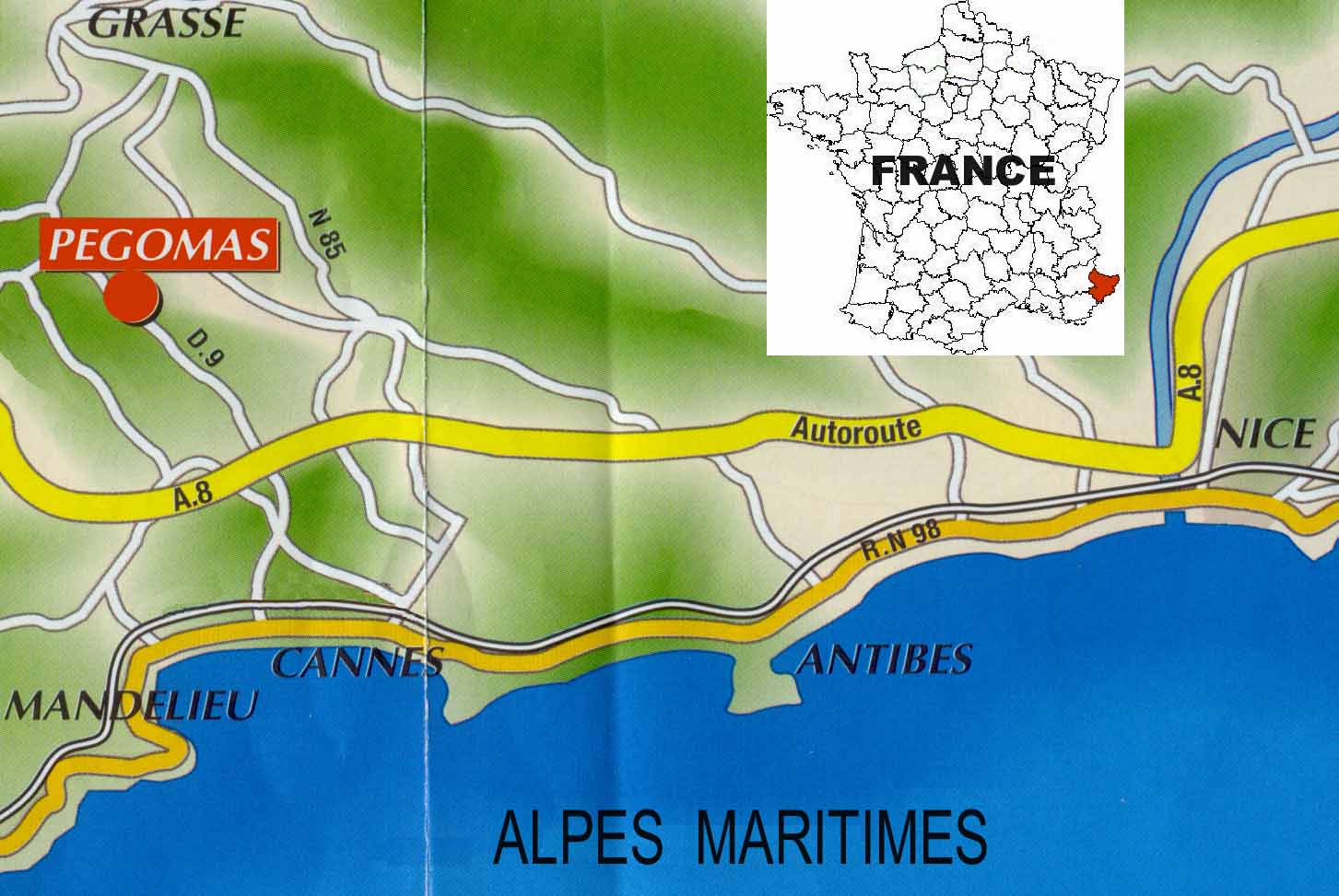 plan d'accs a la ville de PEGOMAS
